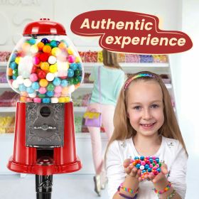 15 Inch Commercial Red Big Gumball Machine With Stand Key-Operated Uncharged Candy Dispenser Machine Bubble Gum Machine Coin Operated Metal Candy