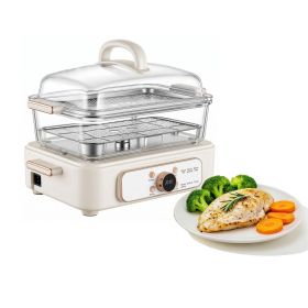 Electric Food Steamer 6.3 QT Glass with 2-Tier Stainless Steel Trays, 1200W Vegetable Steamer for Cooking, 1-3 Servings, Pre-Programmed Settings