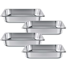 4 Pack Stainless Steam Hotel Pan, 1/2 Size Table Steam Pan, 2.5 Inch Deep Anti Jam Restaurant Supplies Reusable Rustproof Catering Storage for Ho