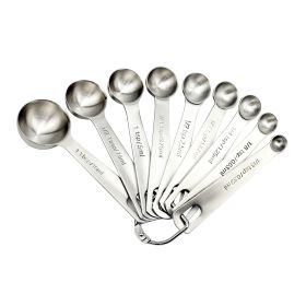 Measuring Spoons: U-Taste 18/8 Stainless Steel Measuring Spoons Set of 9 Piece: 1/16 tsp;  1/8 tsp;  1/4 tsp;  1/3 tsp;  1/2 tsp;  3/4 tsp;  1 ts (type: 9 pieces)